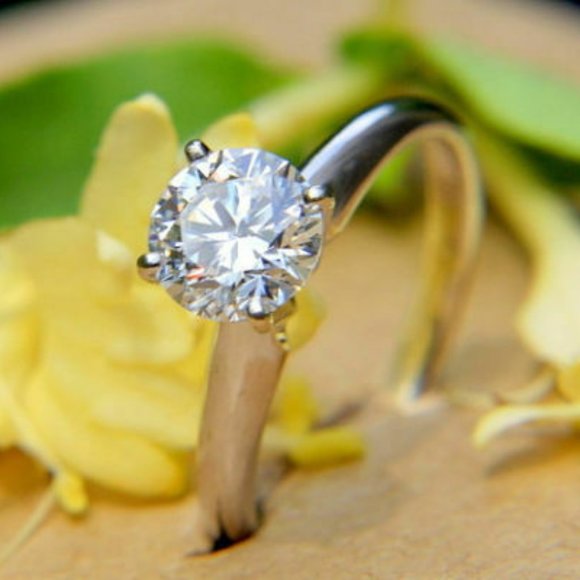 Moissanite Diamond Engagement 14k White Gold 8.00 MM 2.00 Ct Moissanite Diamond - Picture 2 of 4